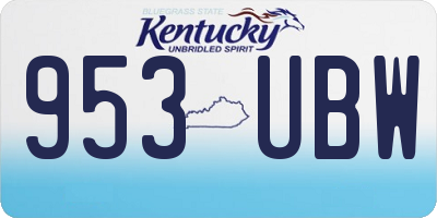 KY license plate 953UBW