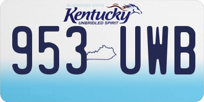 KY license plate 953UWB