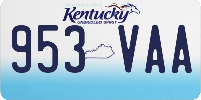 KY license plate 953VAA