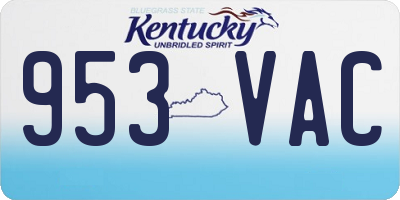 KY license plate 953VAC