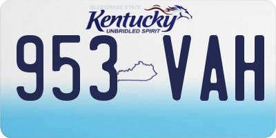 KY license plate 953VAH