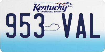 KY license plate 953VAL