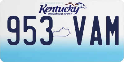 KY license plate 953VAM