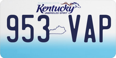 KY license plate 953VAP