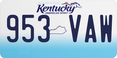 KY license plate 953VAW
