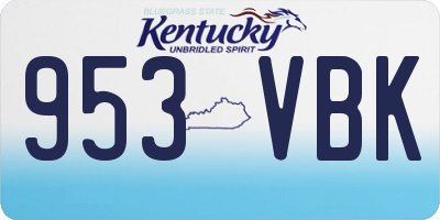 KY license plate 953VBK