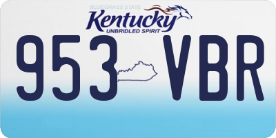 KY license plate 953VBR