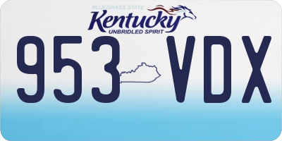 KY license plate 953VDX