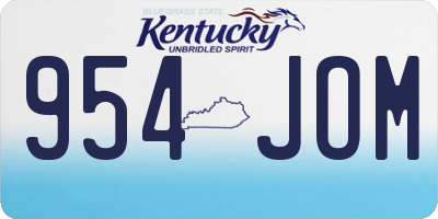 KY license plate 954JOM