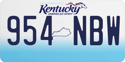 KY license plate 954NBW