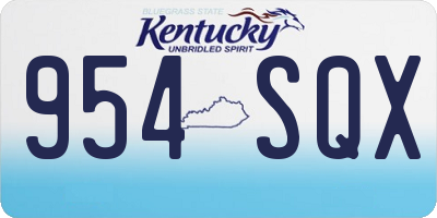 KY license plate 954SQX