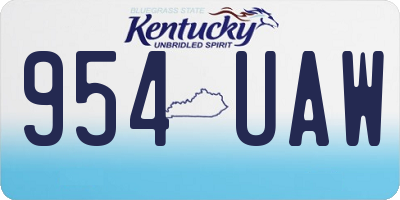 KY license plate 954UAW