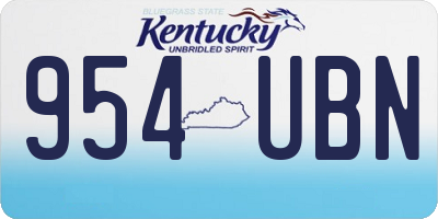 KY license plate 954UBN