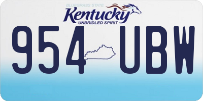 KY license plate 954UBW