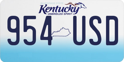 KY license plate 954USD