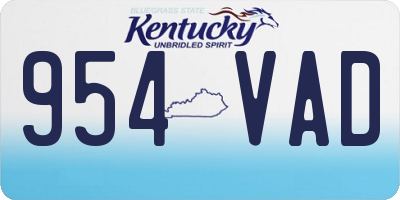 KY license plate 954VAD