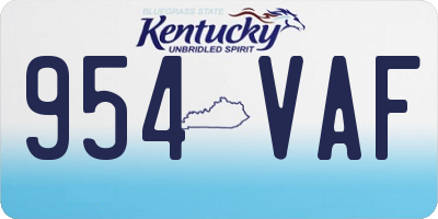 KY license plate 954VAF