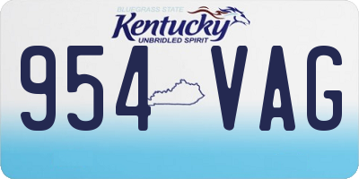 KY license plate 954VAG
