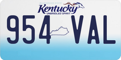 KY license plate 954VAL