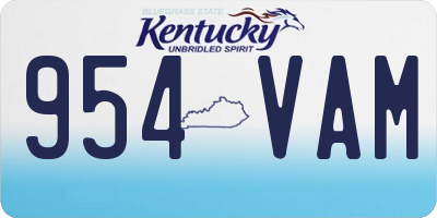 KY license plate 954VAM
