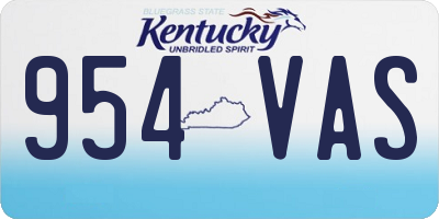 KY license plate 954VAS