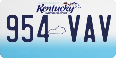 KY license plate 954VAV