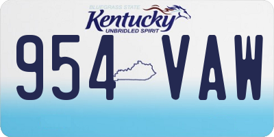 KY license plate 954VAW
