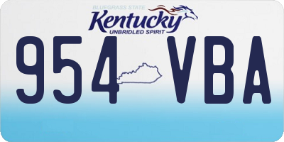 KY license plate 954VBA