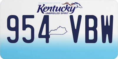 KY license plate 954VBW