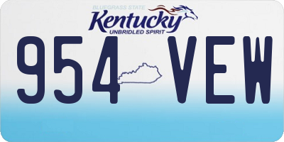 KY license plate 954VEW