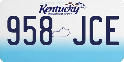 KY license plate 958JCE
