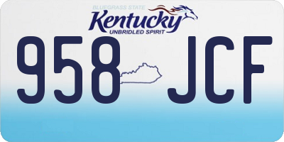 KY license plate 958JCF