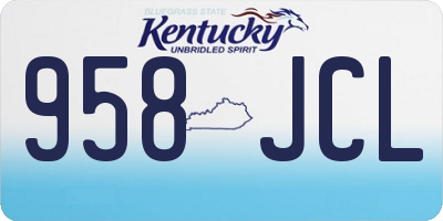 KY license plate 958JCL