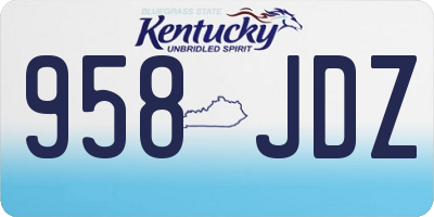 KY license plate 958JDZ