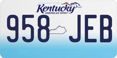 KY license plate 958JEB