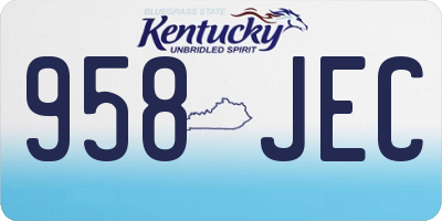 KY license plate 958JEC
