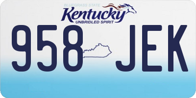 KY license plate 958JEK