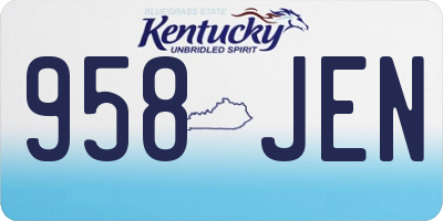 KY license plate 958JEN