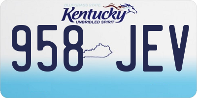 KY license plate 958JEV