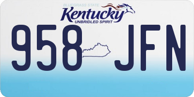 KY license plate 958JFN
