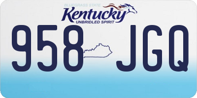 KY license plate 958JGQ