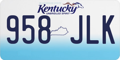 KY license plate 958JLK