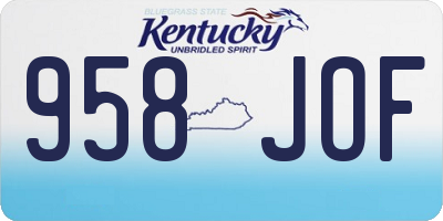 KY license plate 958JOF
