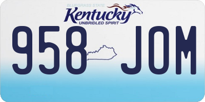 KY license plate 958JOM
