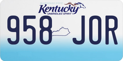 KY license plate 958JOR