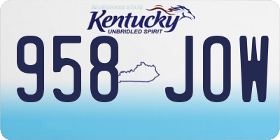 KY license plate 958JOW
