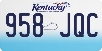 KY license plate 958JQC
