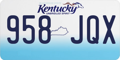 KY license plate 958JQX
