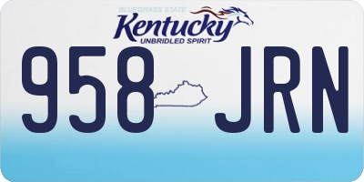 KY license plate 958JRN