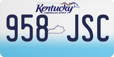 KY license plate 958JSC